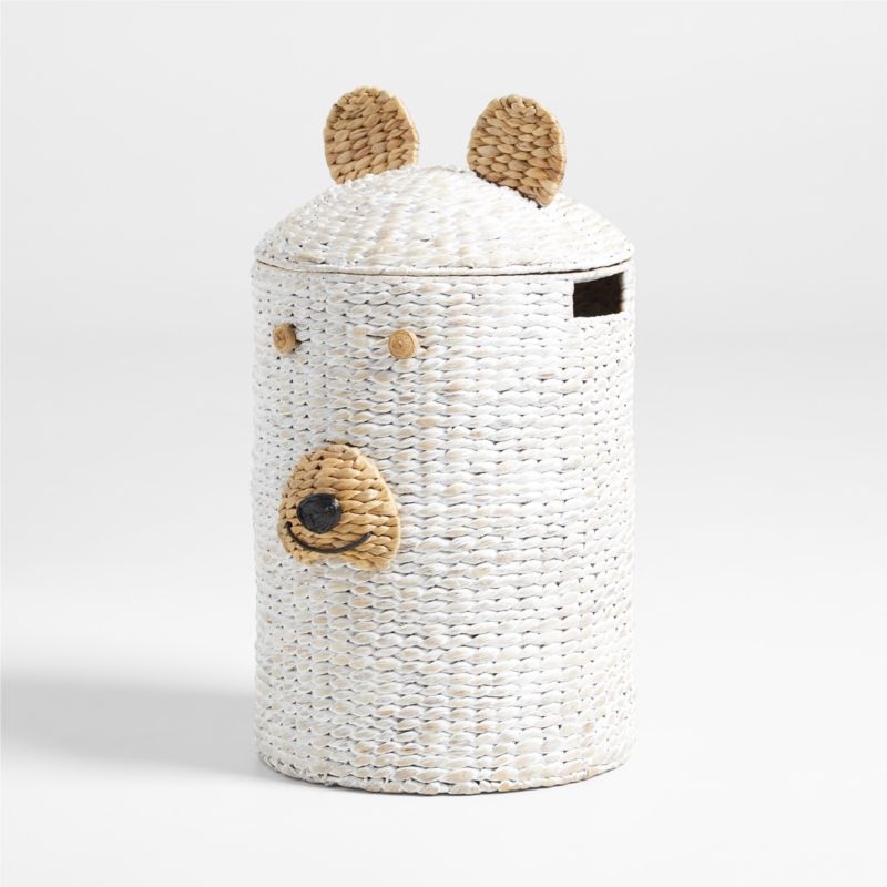 White Bear Woven Kids Hamper with Handles - Image 2