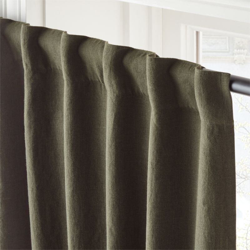 Forest Green EUROPEAN FLAX™-Certified Linen Blackout Window Curtain Panel 48''x96" - Image 3