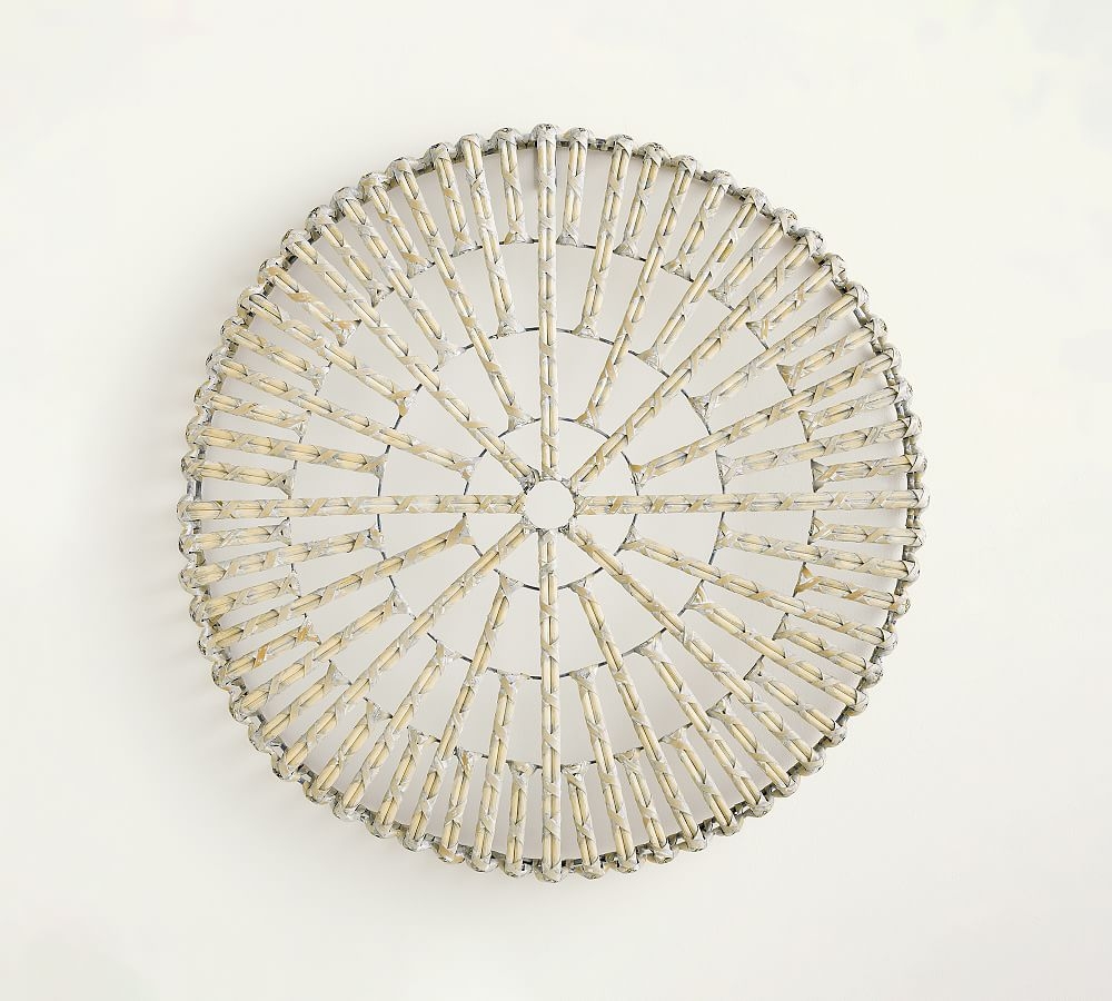 Woven Wheel Wall Art, White Wash, 30" - Image 0