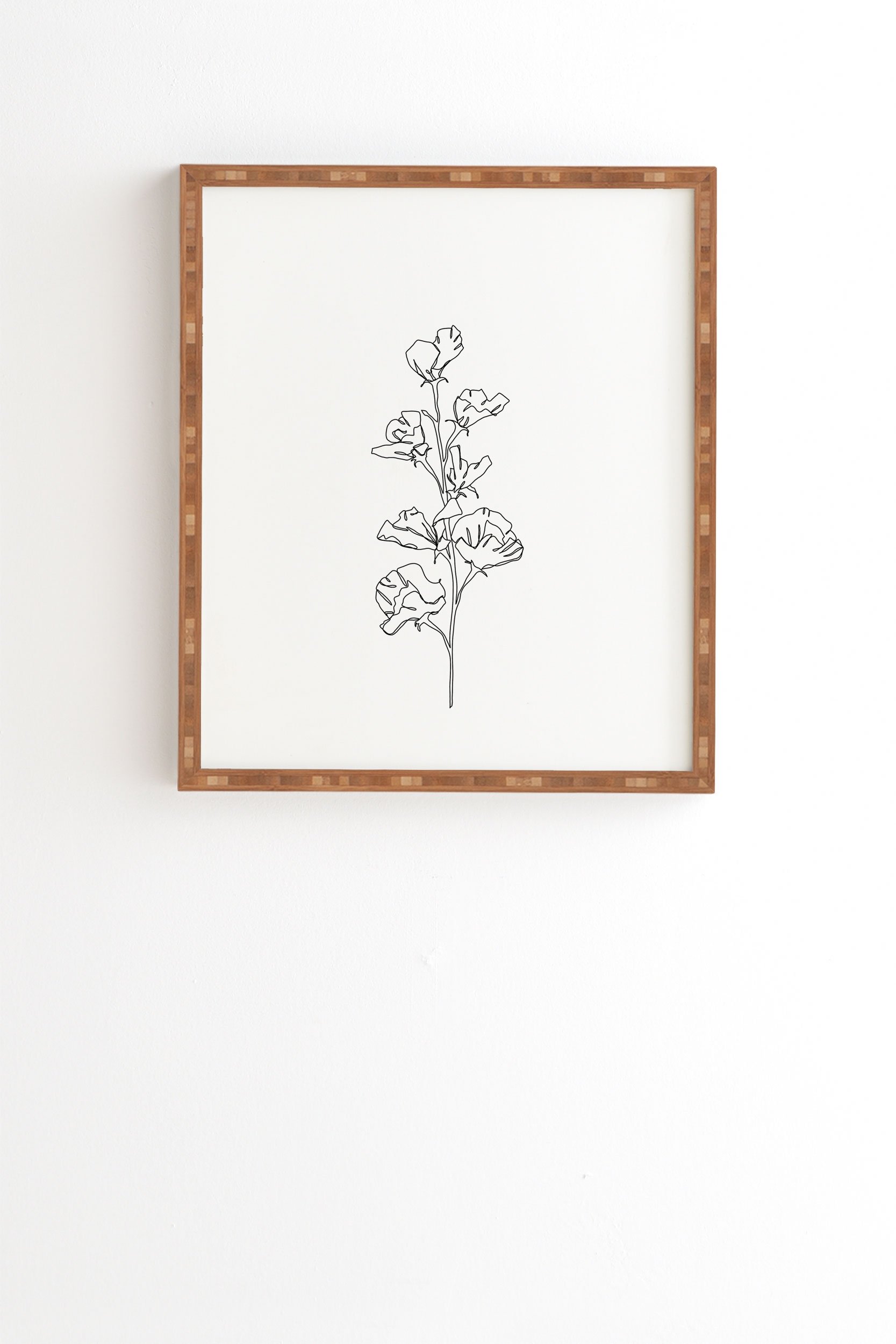 Cotton Flower Illustration by The Colour Study - Framed Wall Art Bamboo 8" x 9.5" - Image 0