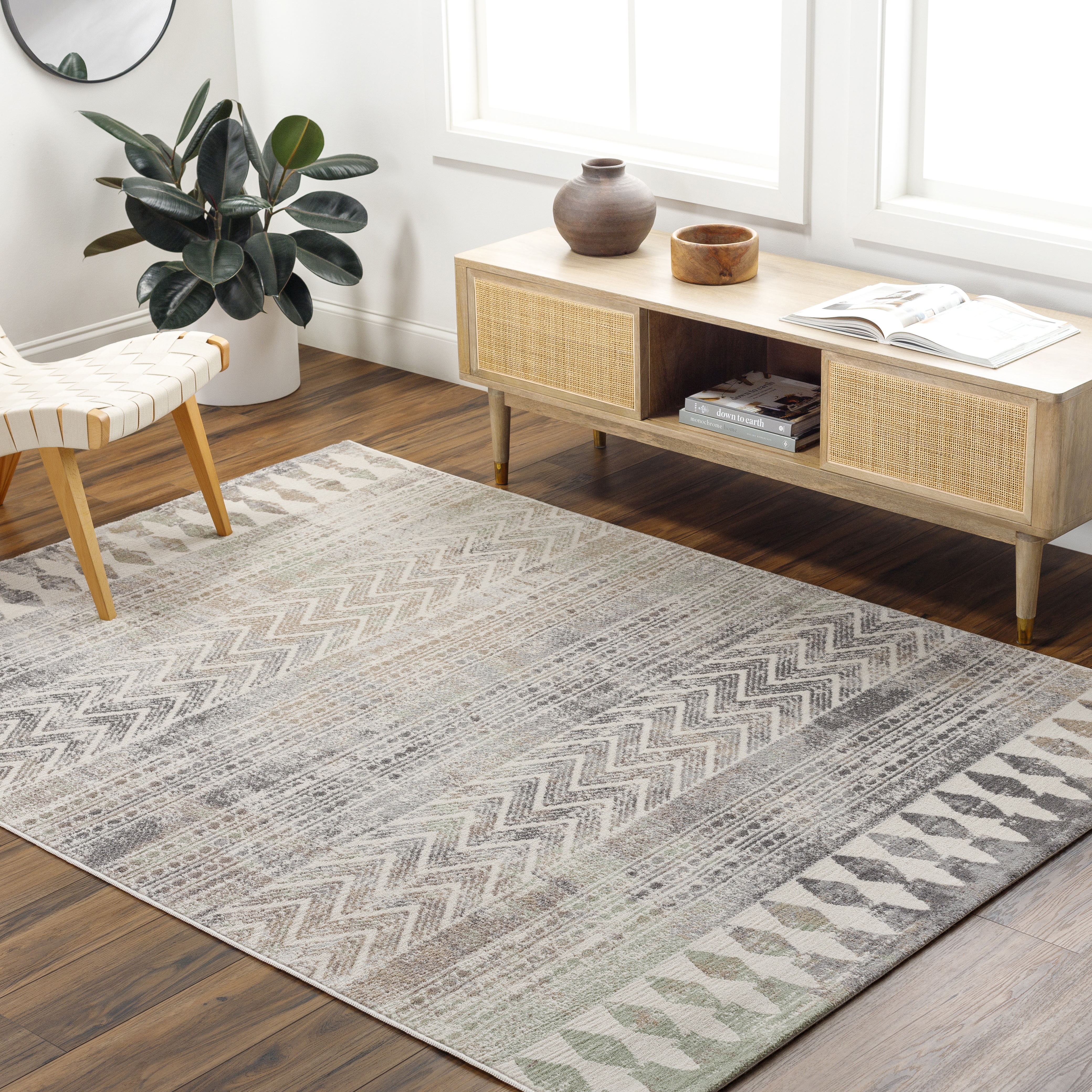 Roma Beige Indoor 8'11" x 12'4" Machine Woven Rug - Image 1