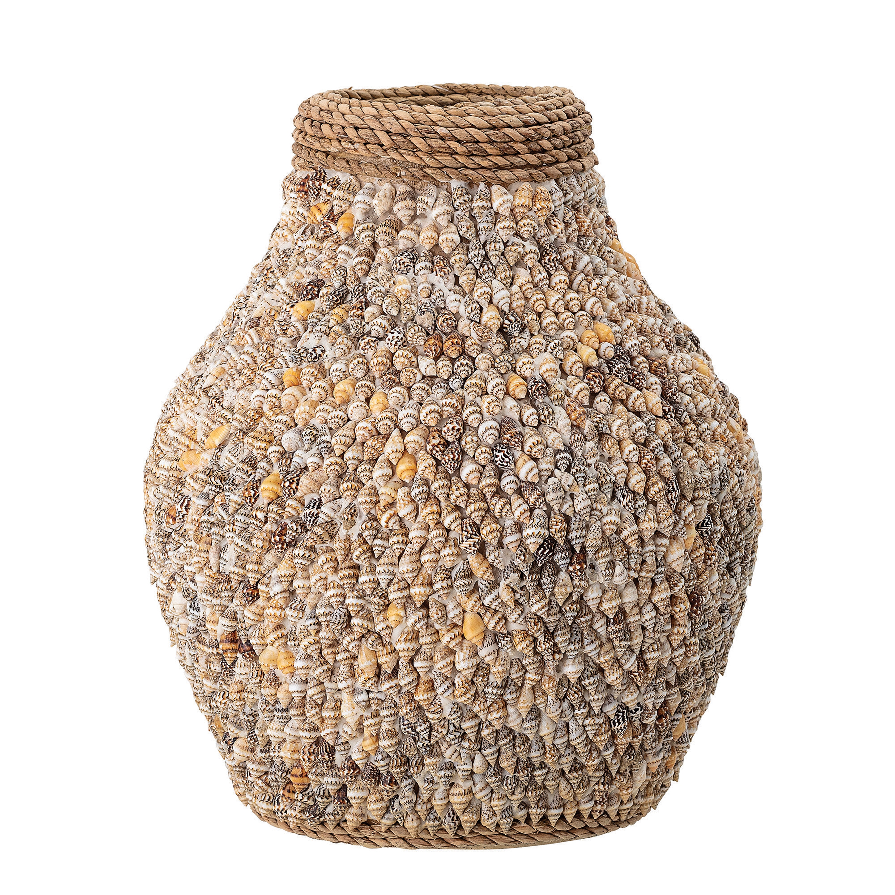 10.25" Shell Covered Vase with Rope Rim - Image 0