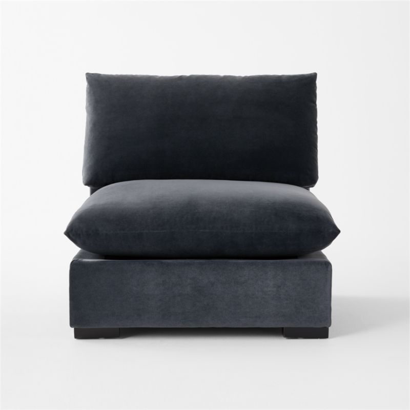 Deseo Charcoal Grey Performance Velvet Standard Depth Armless Chair - Image 1