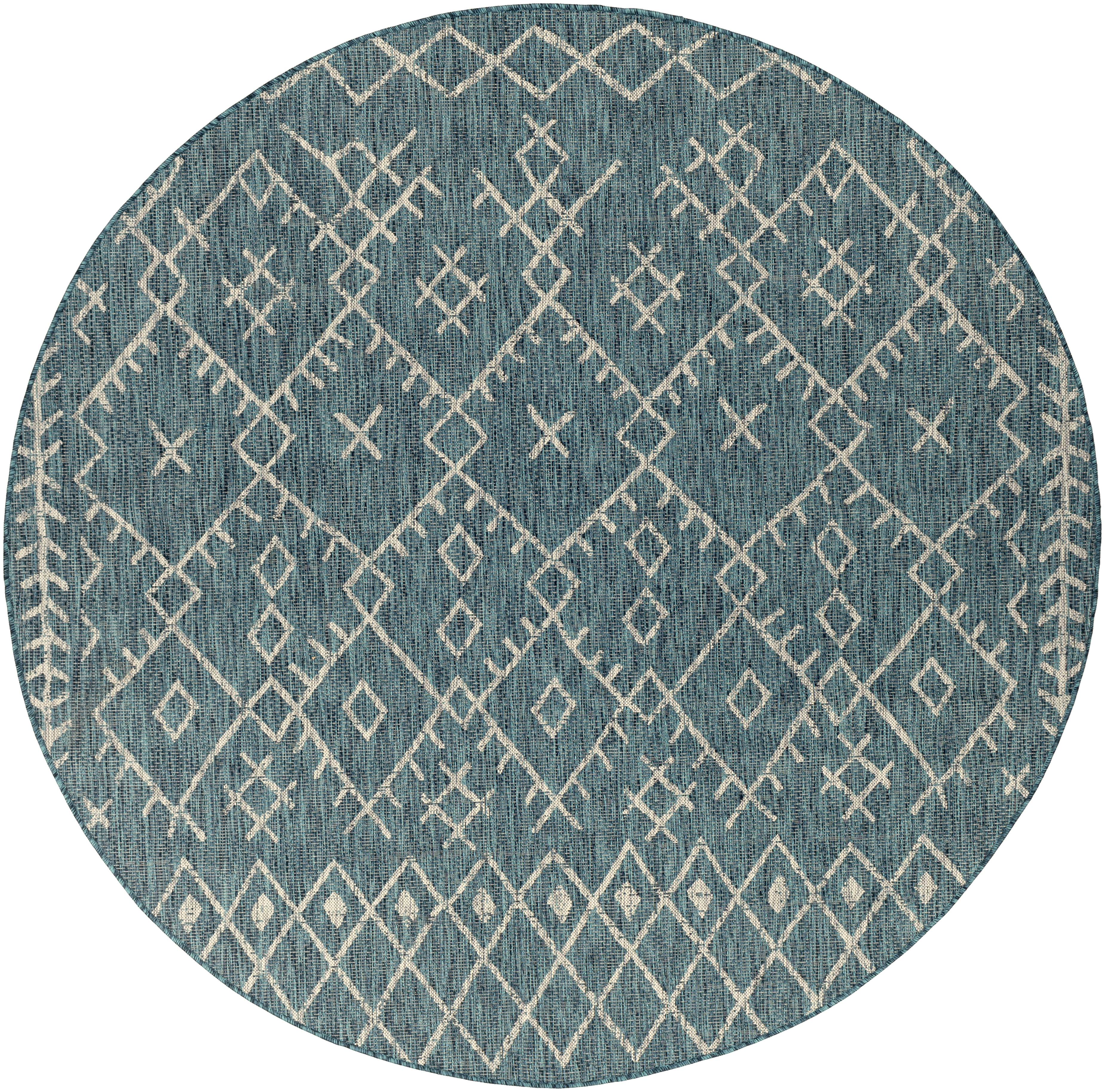 Eagean Blue Outdoor 5'3" x 5'3" Machine Woven Rug - Image 0
