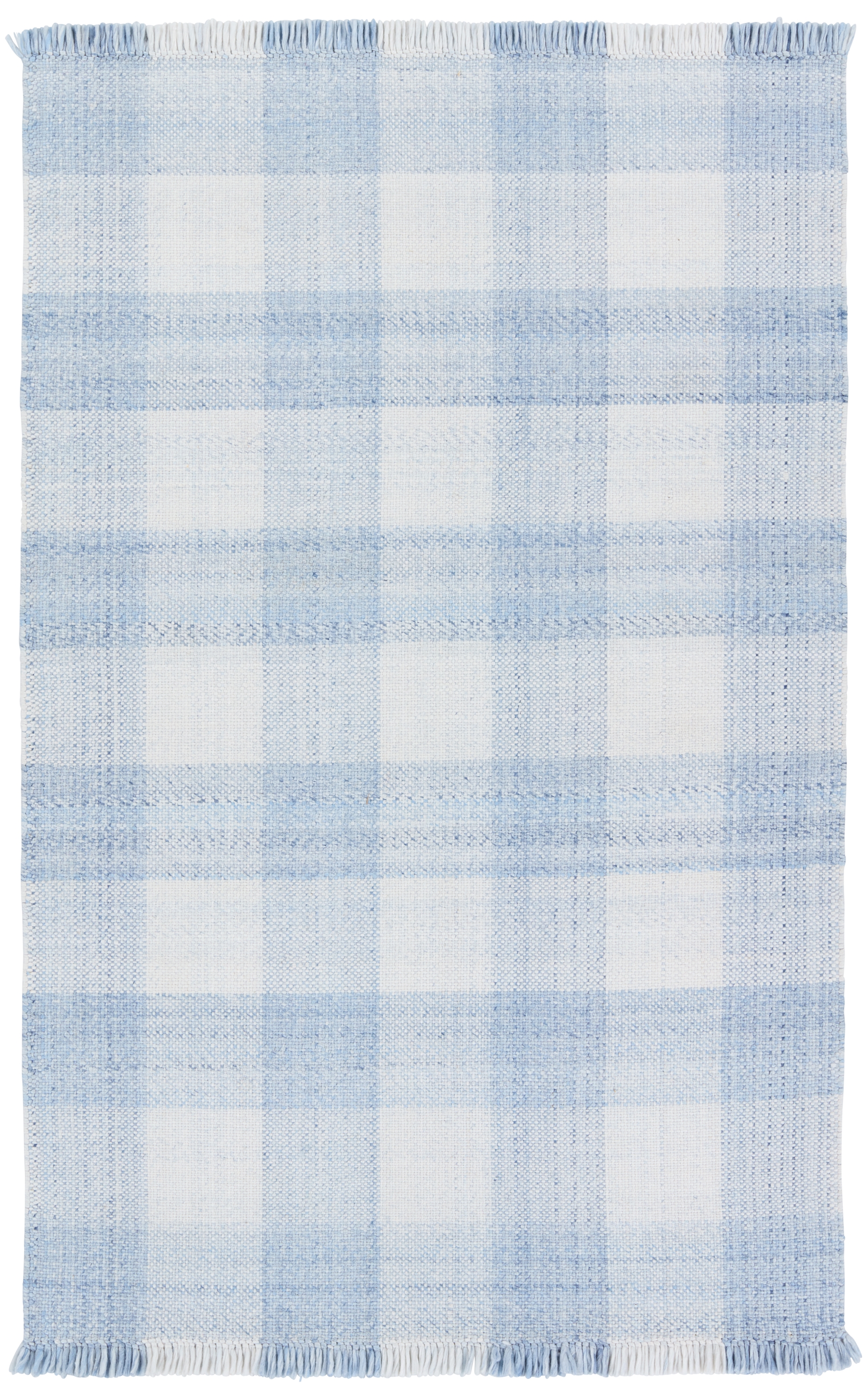 Truce Handmade Indoor/Outdoor Striped Light Blue/ Ivory Area Rug (2'X3') - Image 0