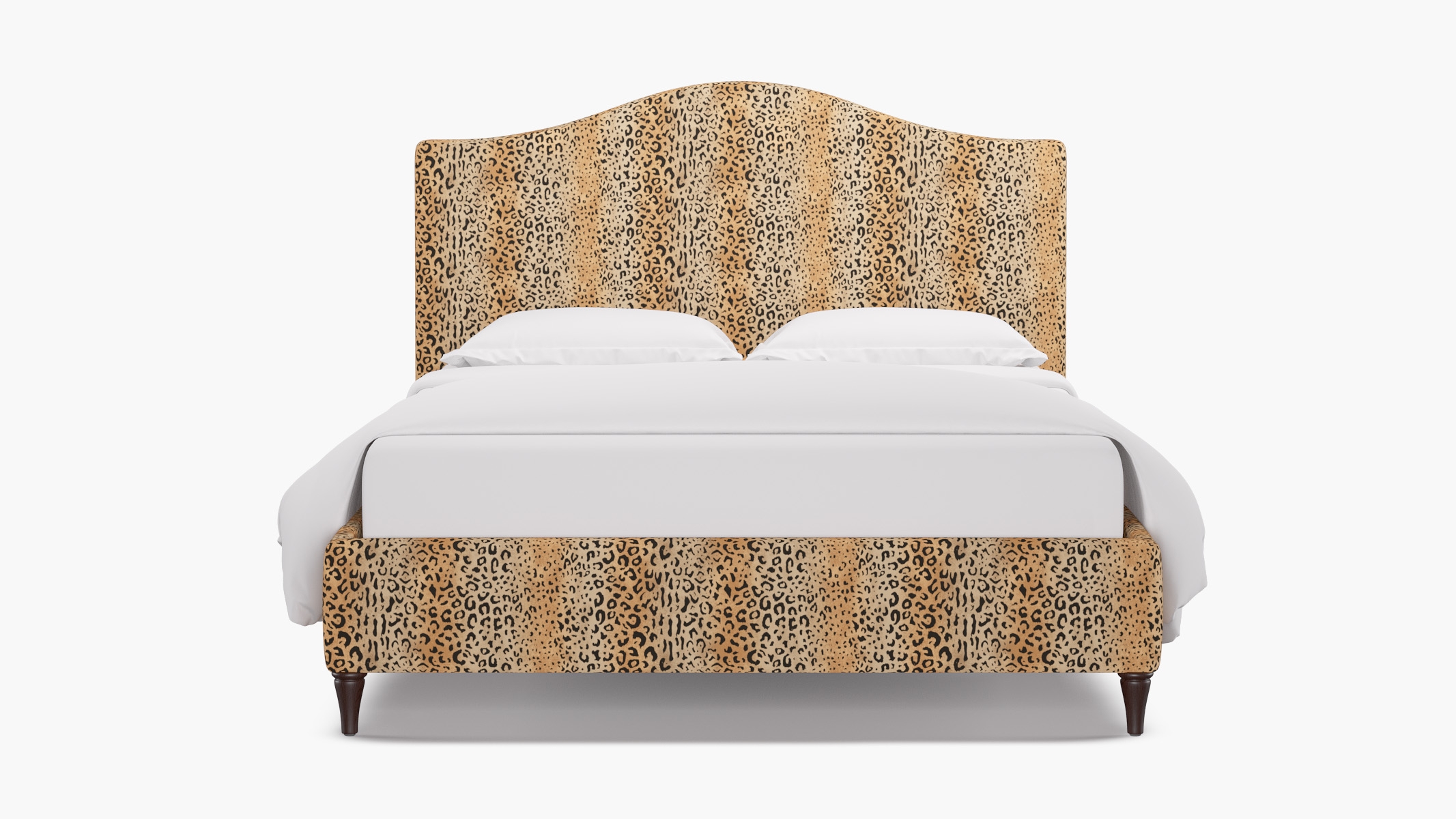 Camelback Bed, Leopard, Espresso Decorative Tapered Leg, King - Image 0
