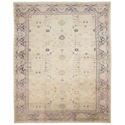 One-of-a-Kind Hand-Knotted 1980s 9'3" x 11'6" Wool Area Rug in Ivory - Image 0