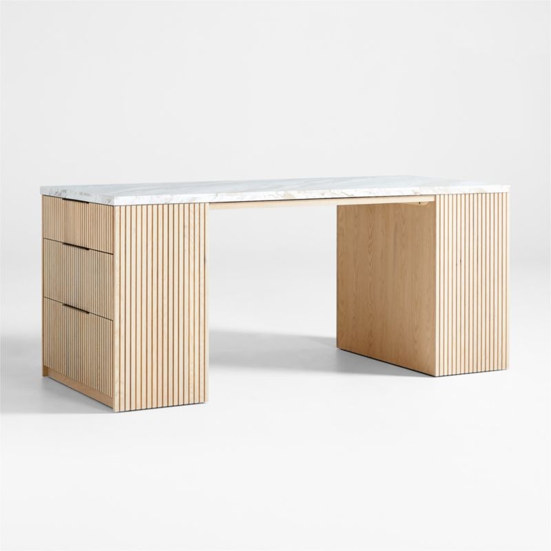 Batten 84" Natural Oak Wood Kitchen Island with Storage - Image 2