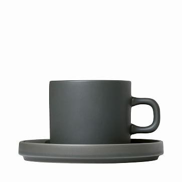 Pilar Coffee Cups With Saucers, 7 Oz, 2-Pack, Agave Green - Image 0