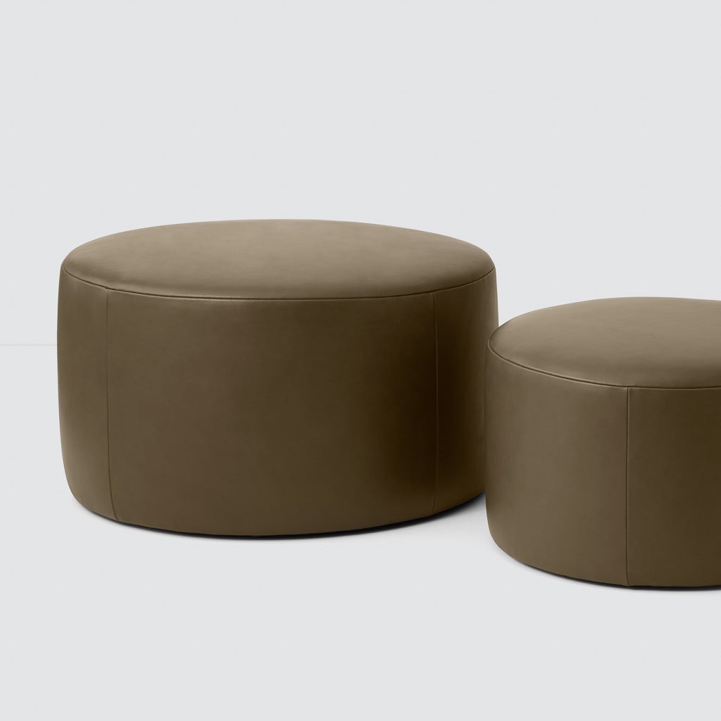 The Citizenry Torres Round Leather Ottoman | Large | Caramel - Image 1