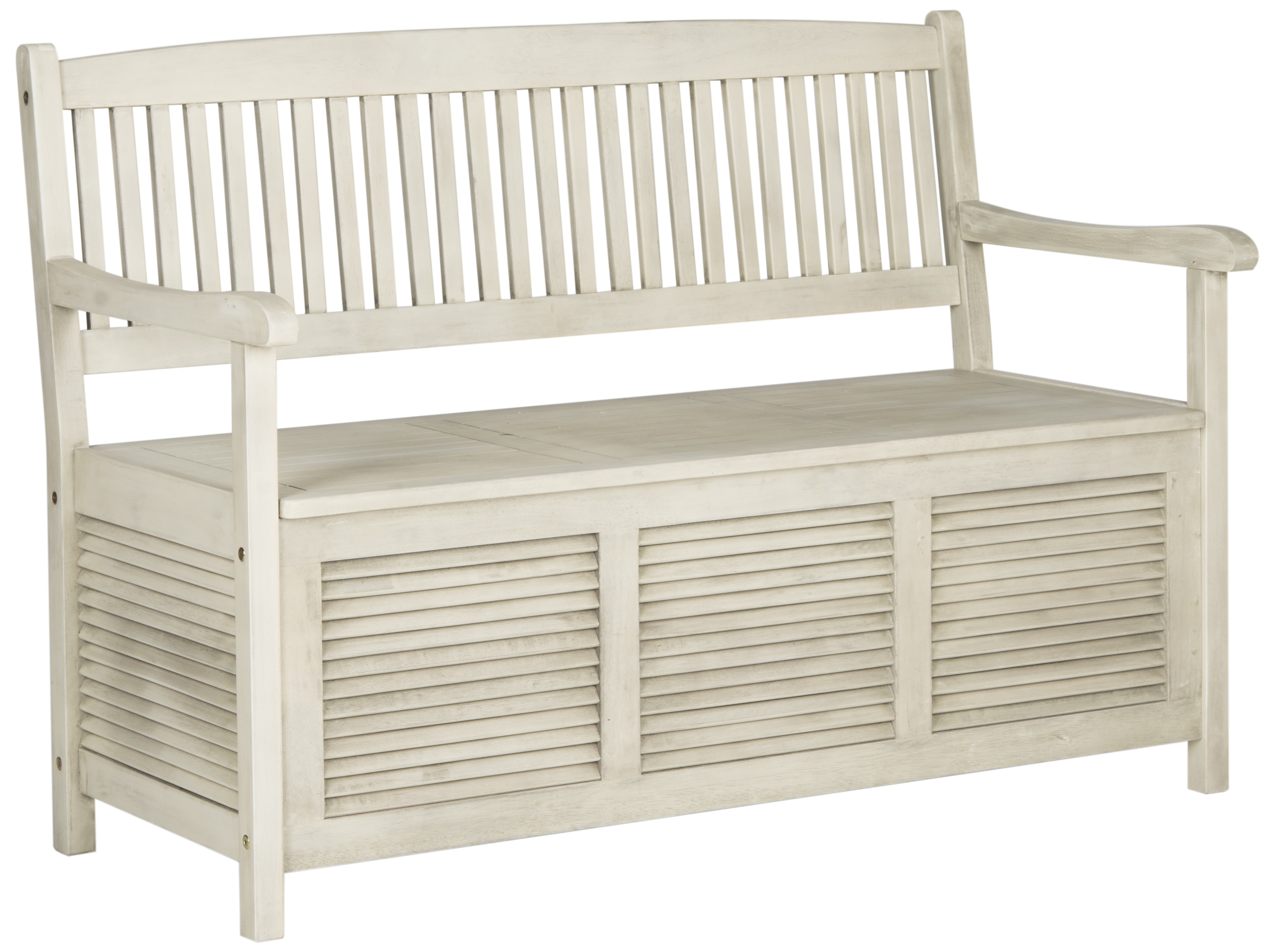 Brisbane Storage Bench - Distressed White - Safavieh - Image 1