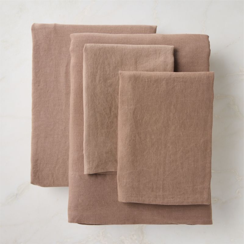 EUROPEAN FLAX™-Certified Linen Tawny Brown Queen Sheet Set - Image 4