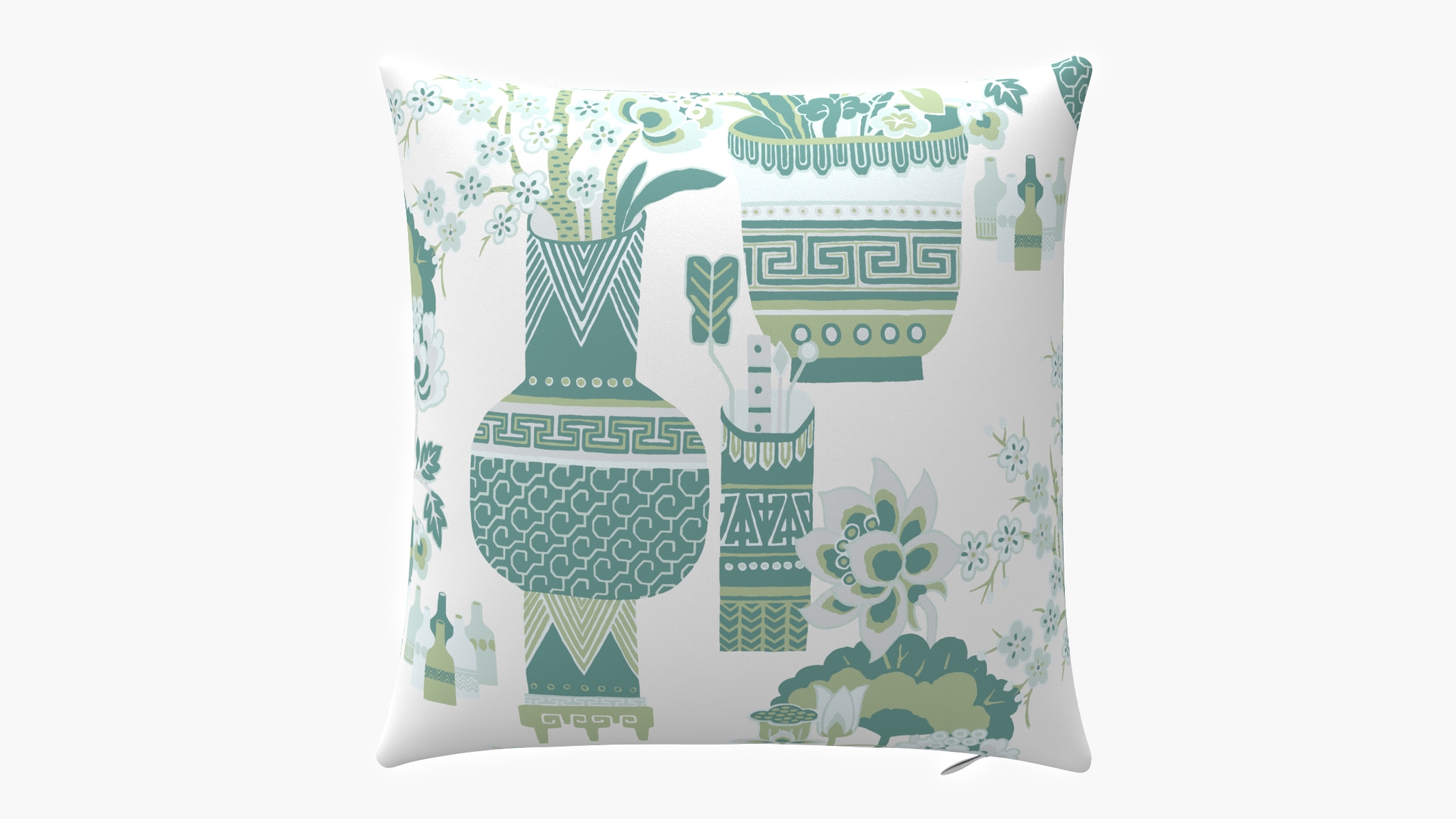 Outdoor 26" Throw Pillow, Pistachio Kan-Shie, 26" x 26" - Image 1