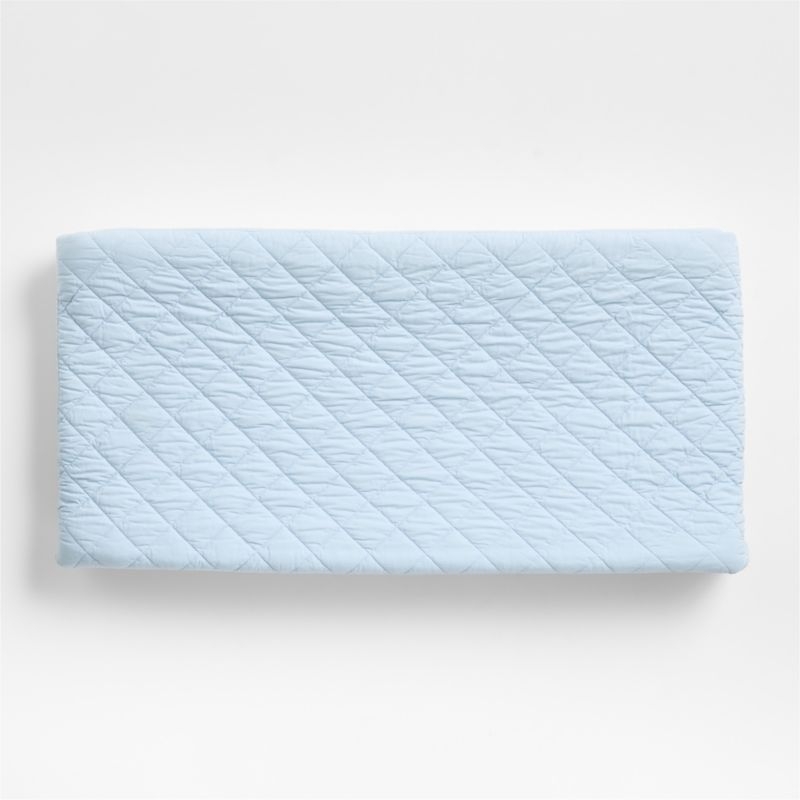 Cozy Cloud Sky Blue Washed Organic Cotton Baby Changing Pad Cover - Image 2