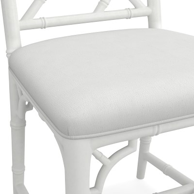 Chippendale Bistro Side Chair, Chunky Linen, White, White Finish - Image 3