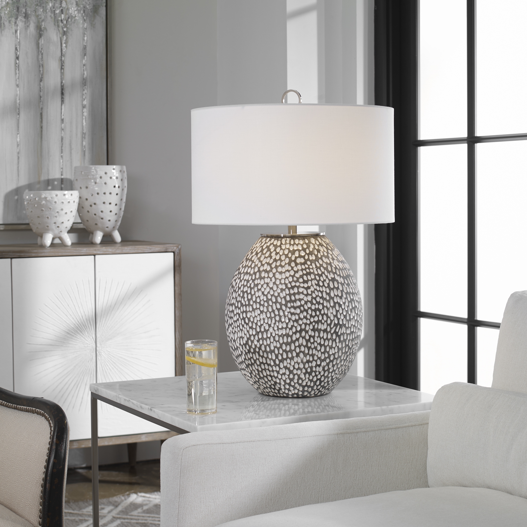 Cyprien Gray White Table Lamp - Image 2