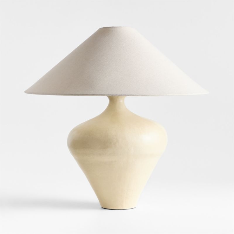 Briller Ivory Ceramic Table Lamp with Linen Shade by Athena Calderone 21.55" - Image 3