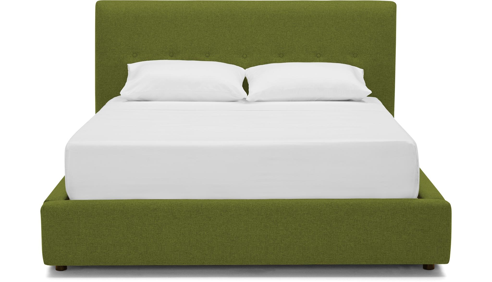 Green Alvin Mid Century Modern Storage Bed - Royale Apple - Mocha - Queen - Image 0