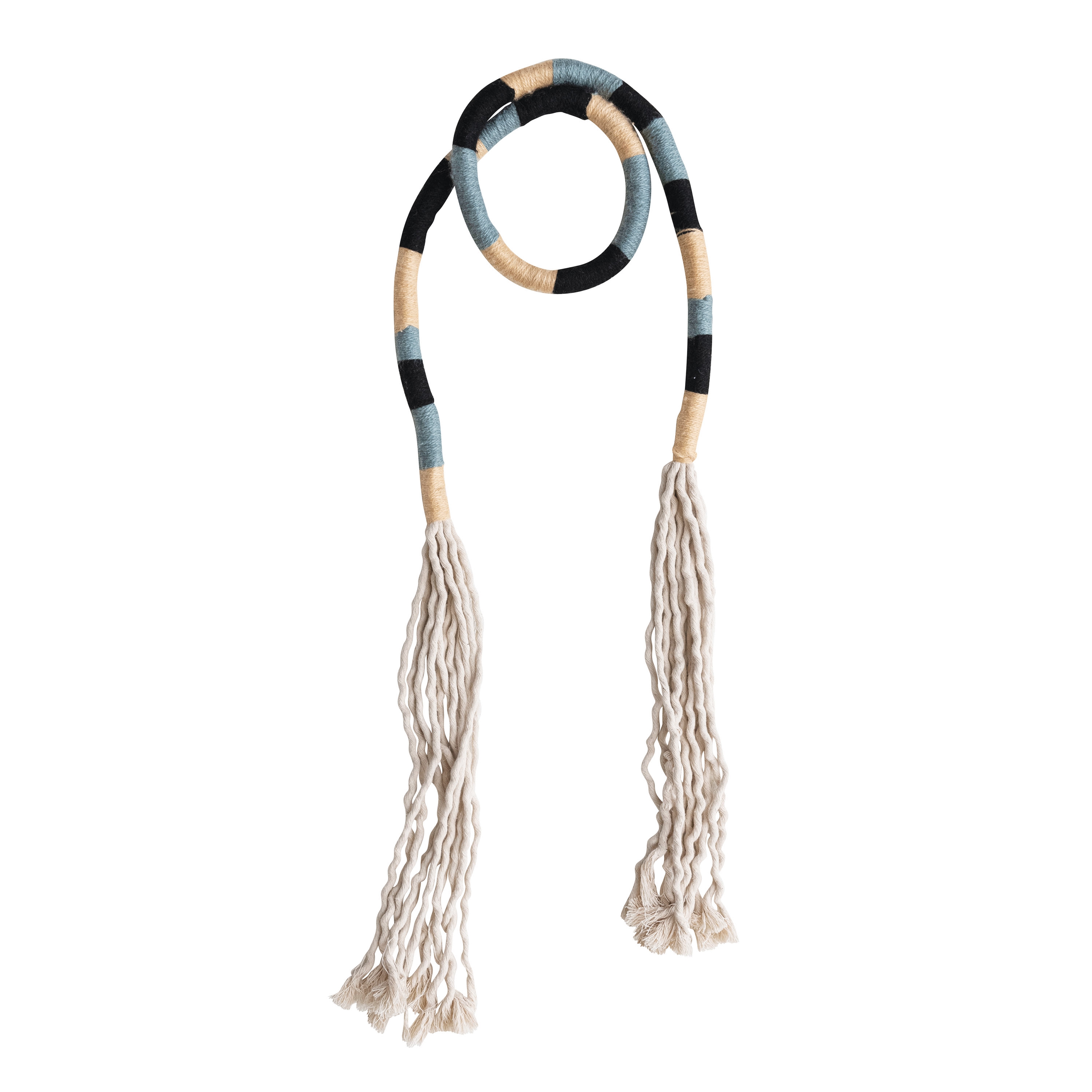 72 Inches Cotton and Wool Garland with Tassels, Multicolor - Image 0