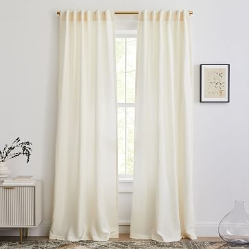 European Flax Linen Curtain, Alabaster, 48"x84" - Image 0
