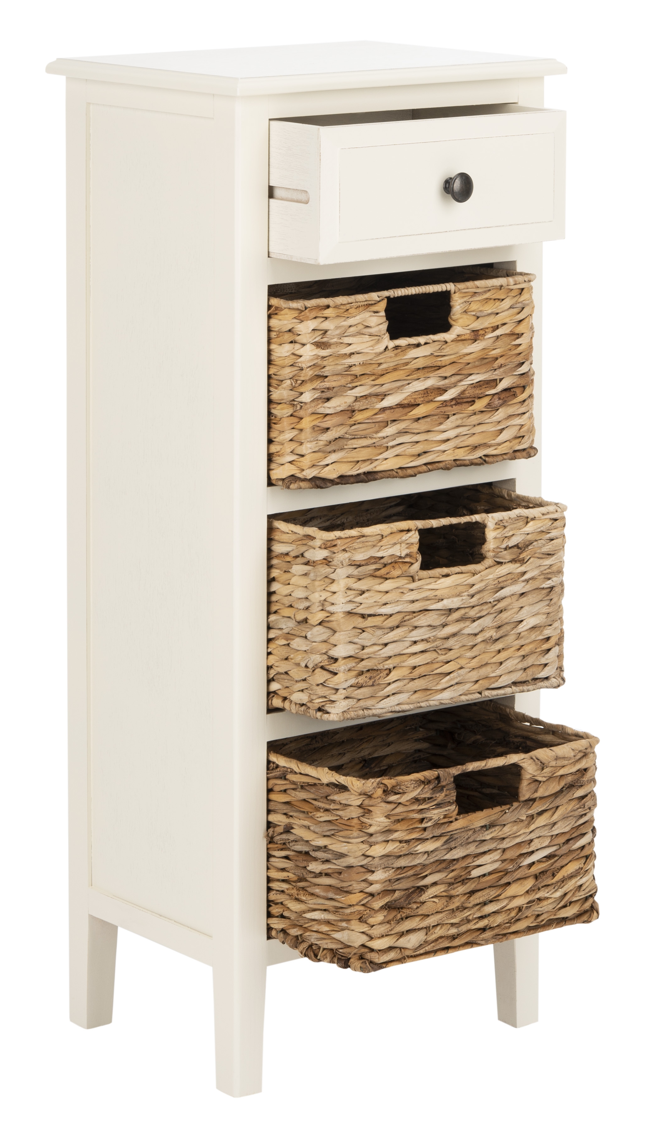 Michaela Drawer Side Table - Distressed White - Safavieh - Image 1