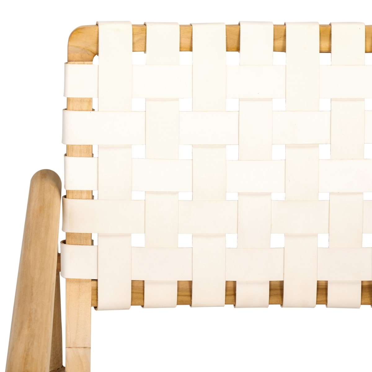Dionne Accent Chair - White / Natural Teak - Safavieh - Image 2