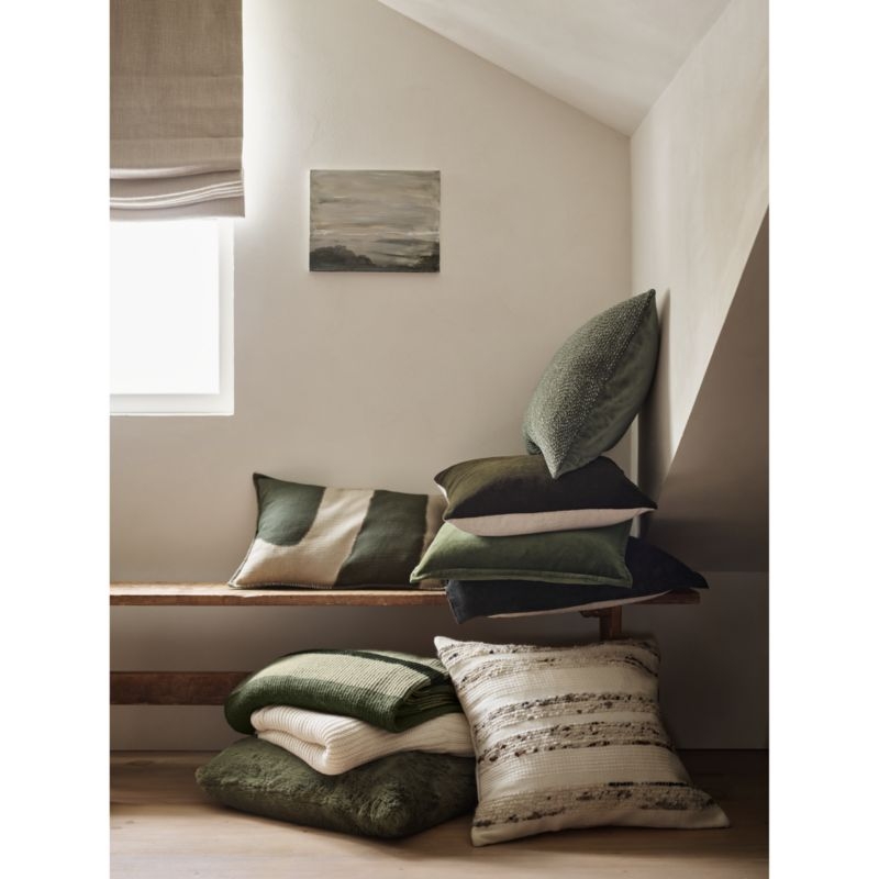 Hyde Pieced Suede 23x23 Smoky Black Throw Pillow with Down-Alternative Insert - Image 2