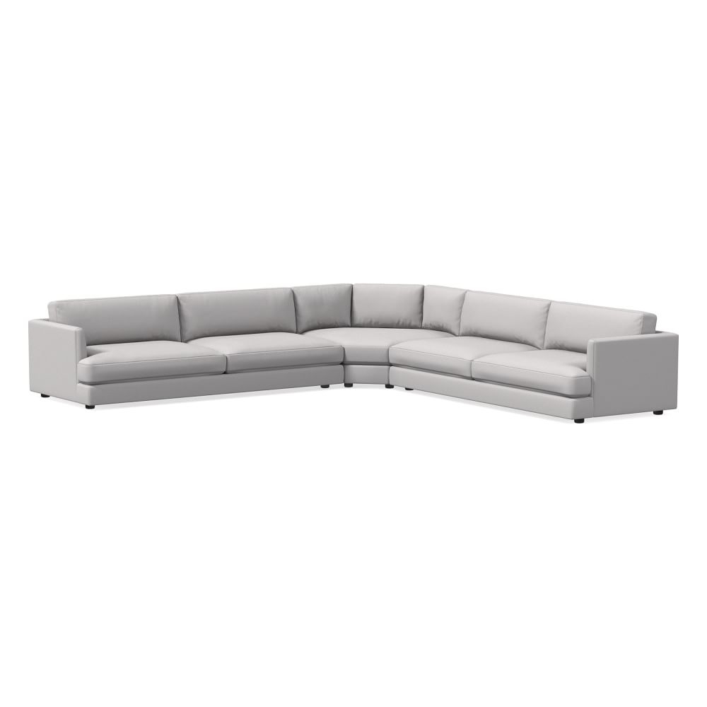 Haven 139" Multi Seat L-Shaped Wedge Sectional, Standard Depth, Chenille Tweed, Frost Gray - Image 0