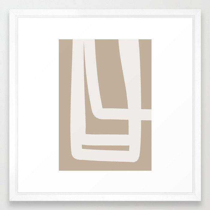 Neutral Abstract 5a Framed Art Print by The Old Art Studio - Vector White - MEDIUM (Gallery)-22x22 - Image 0