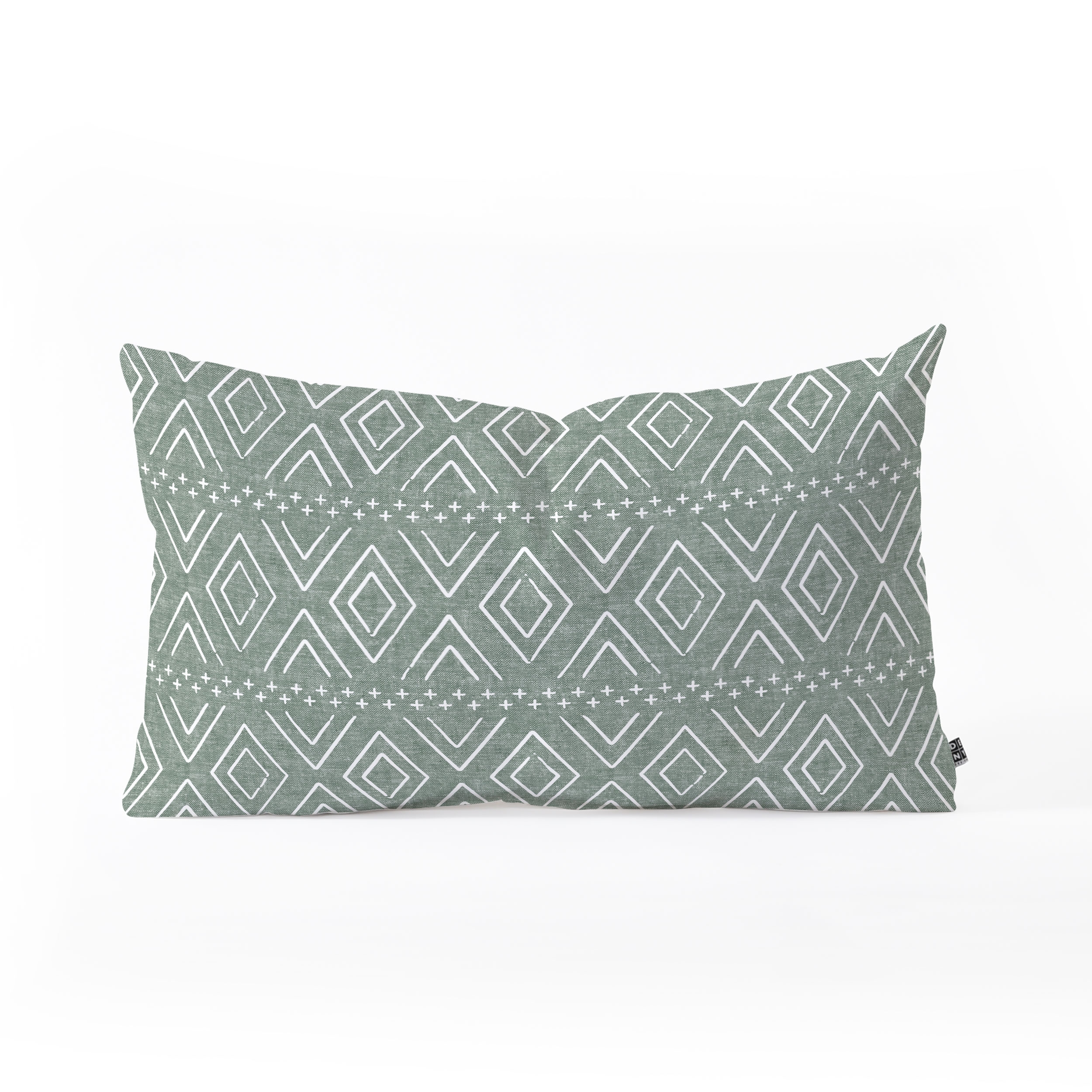 Farmhouse Diamonds Sage by Little Arrow Design Co - Oblong Throw Pillow 26" x 16" - Image 0
