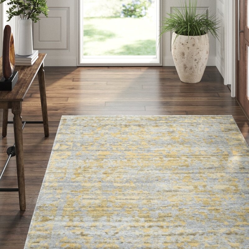 CompanyC Jasper Abstract Hand-Knotted Wool Gold/Gray Area Rug - Image 0