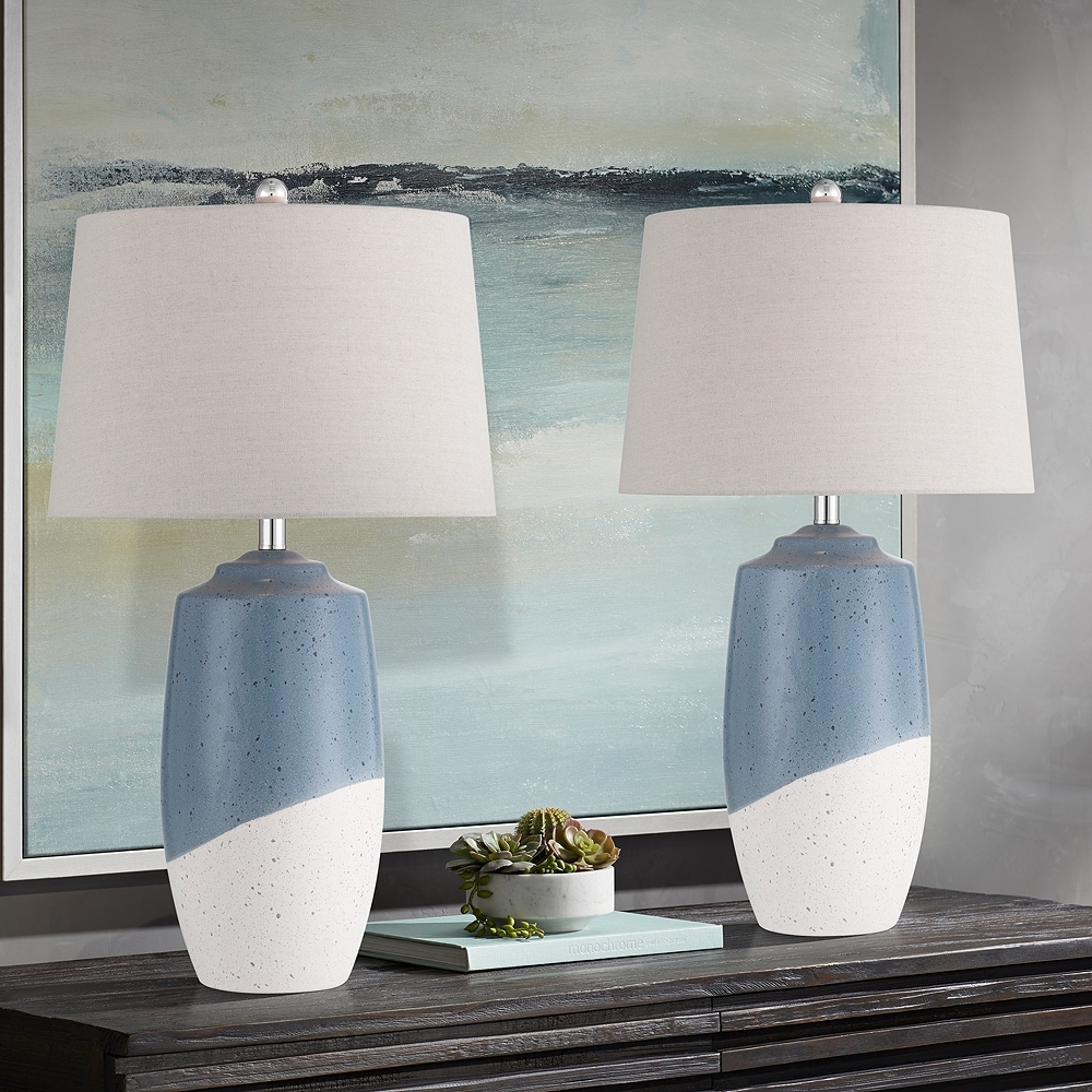 360 Lighting Aegean 28" High Coastal Blue Ceramic Table Lamp Set of 2 - Image 0