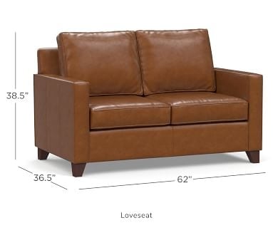 Cameron Square Arm Leather Loveseat 62", Polyester Wrapped Cushions, Churchfield Chocolate - Image 1