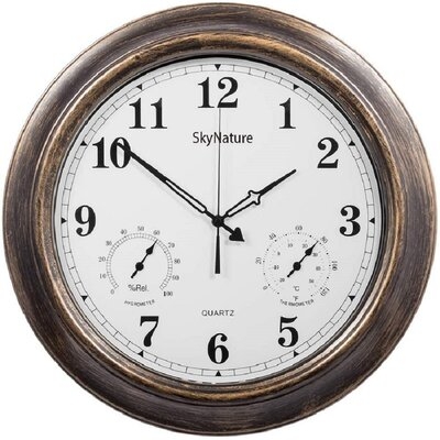 Skynature Outdoor Clocks, 18 Inch Large Indoor Outdoor Wall Clock Waterproof With Temperature And Humidity  - Image 0