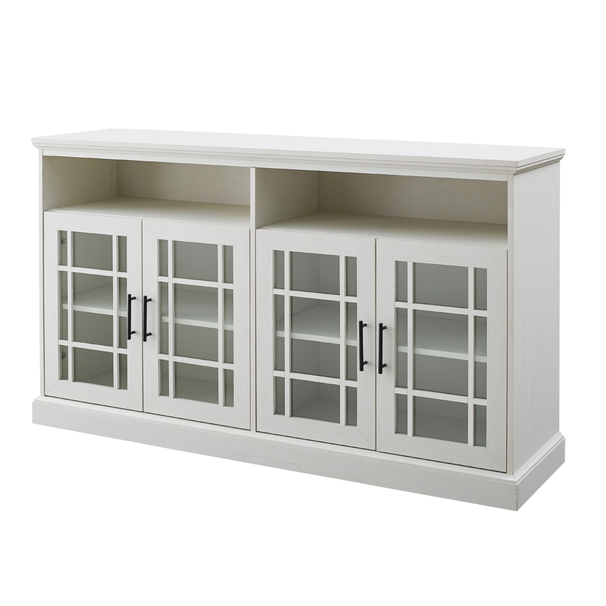 Hazel Glass 4 Door TV Stand – White Wash - Image 3