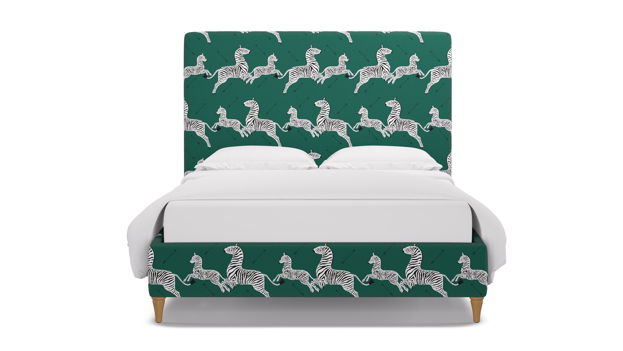 Classic Bed, Emerald Zebra, Natural Decorative Tapered Leg, Twin - Image 0