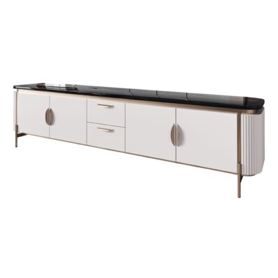 Nordic Marble TV Stand 79" With Gold Stainless Steel Frame - Image 0