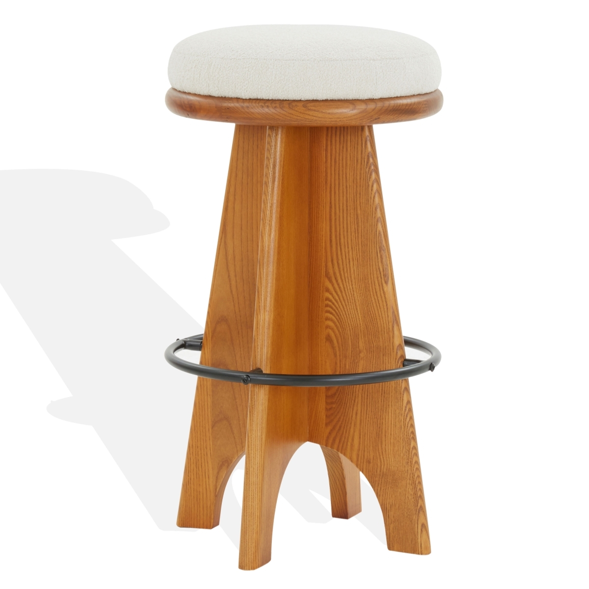 Bellarita Round Swivel Barstool - Ivory/Walnut - Image 4