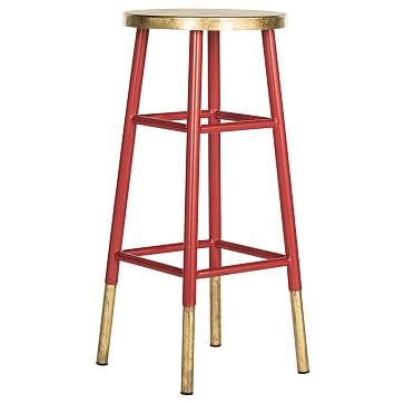 Gold Dipped Iron Bar Stool, Red, Gold - Image 3