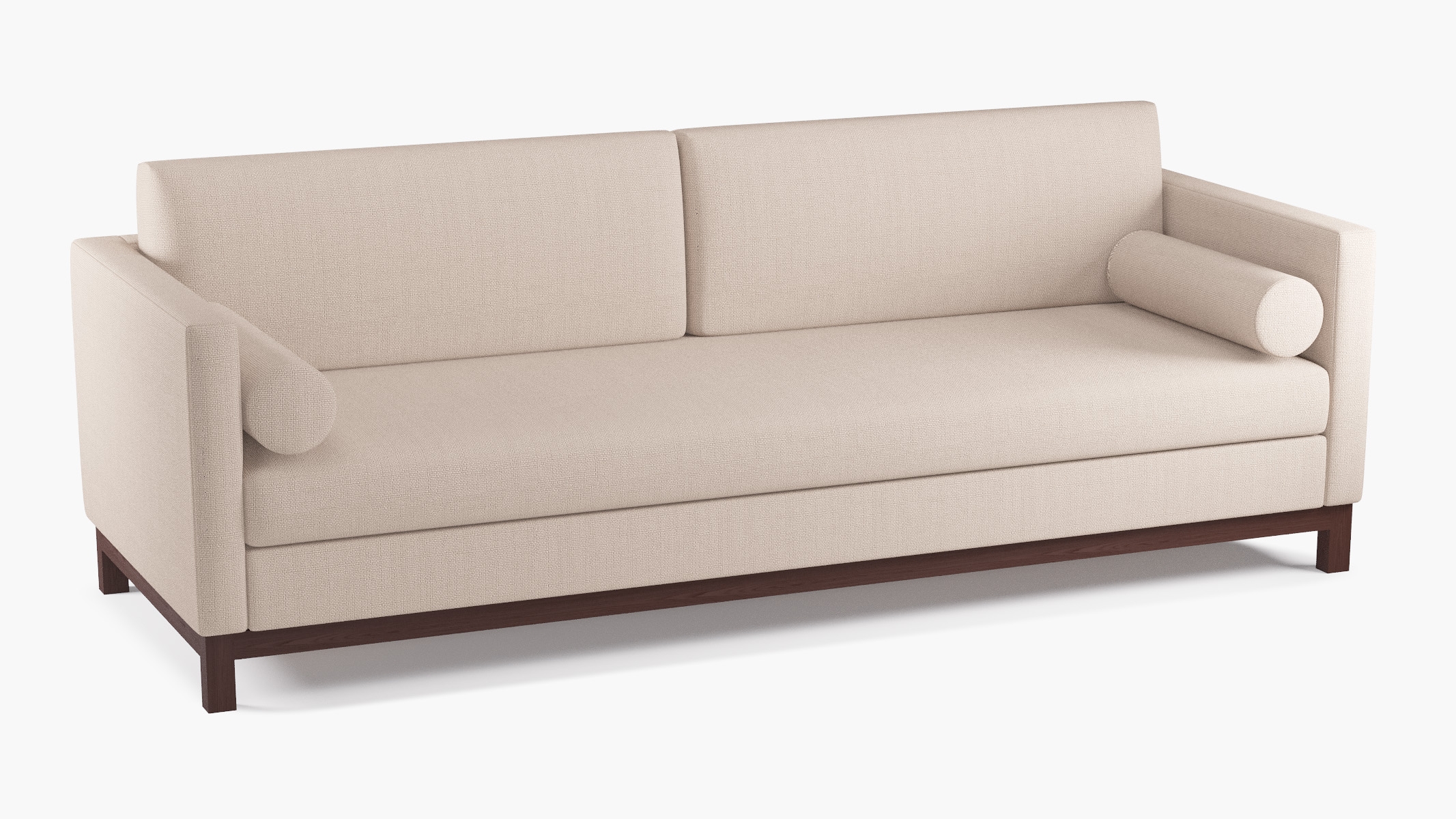 Tailored Tuxedo Sofa, Husk Everyday Linen, Espresso Wood Rail - Image 1
