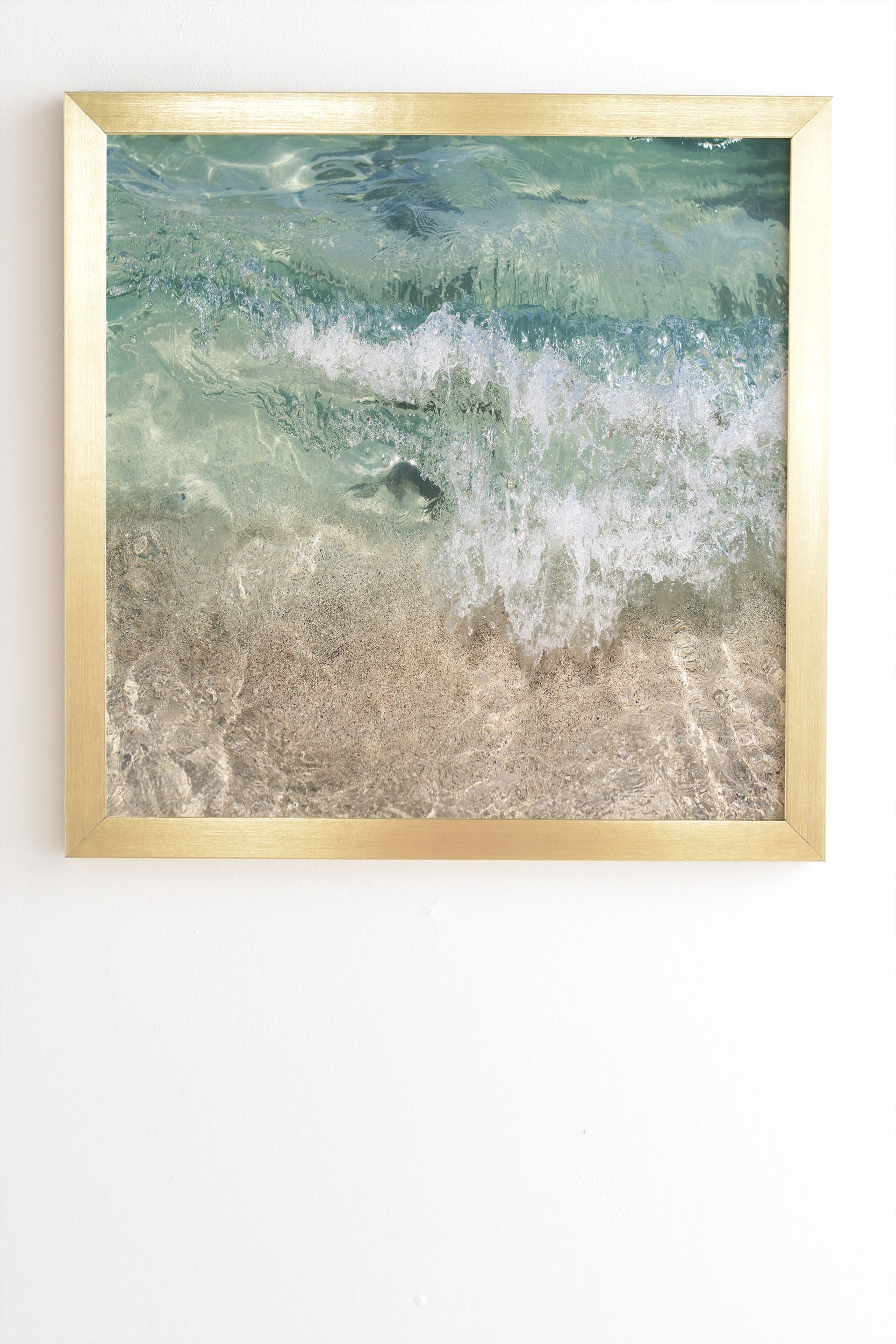 Aqua Wave by Bree Madden - Framed Wall Art Basic Gold 11" x 13" - Image 1
