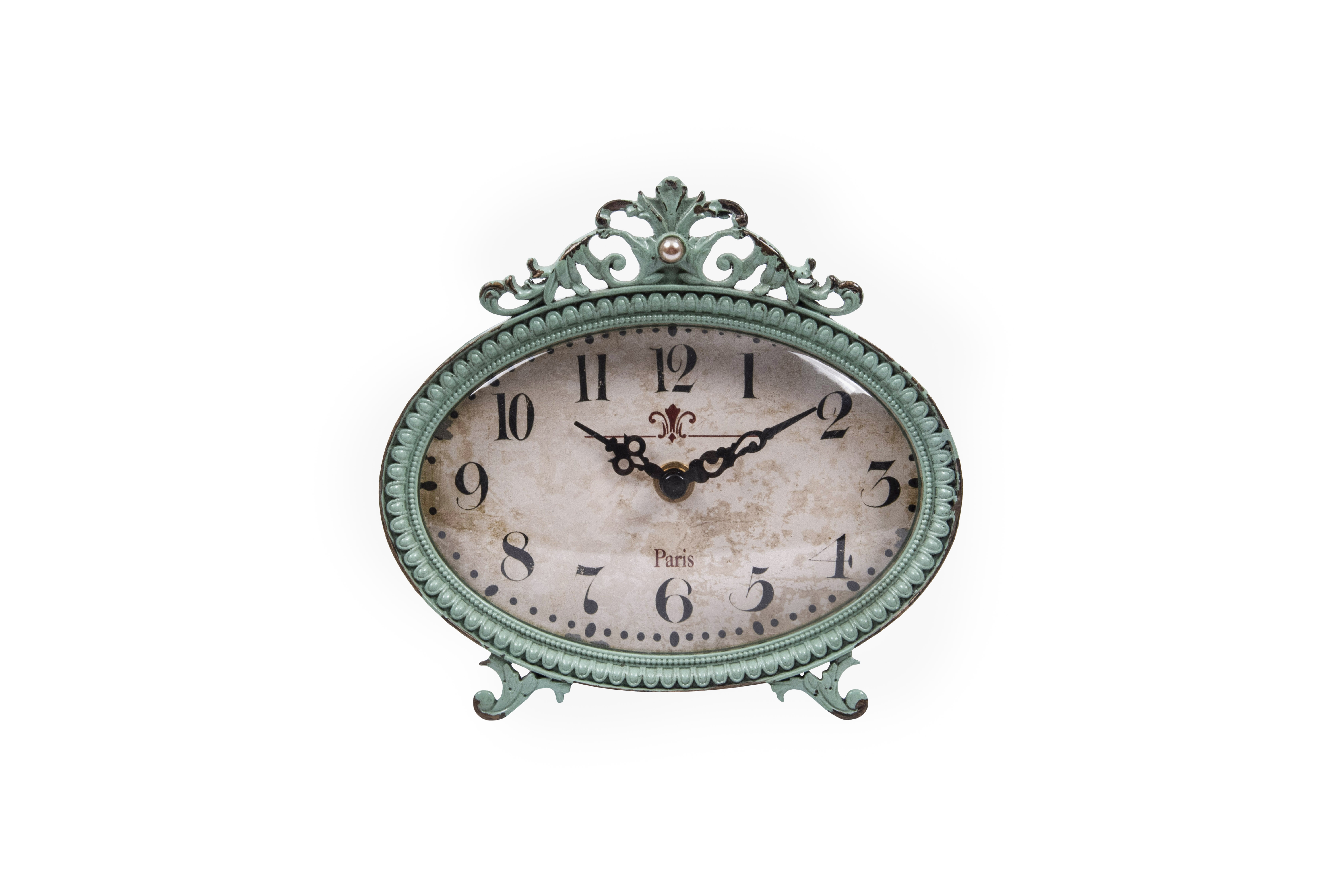 Green Antiqued Pewter Mantel Clock - Image 0