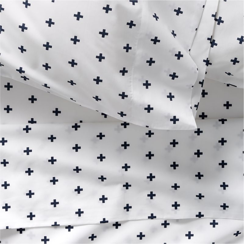 Kids Organic Indigo Plus Sign Full Sheet Set - Image 1