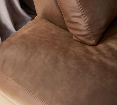 Turner Square Arm Leather Right Sofa Return Bumper Sectional, Down Blend Wrapped Cushions, Legacy Dark Caramel - Image 3