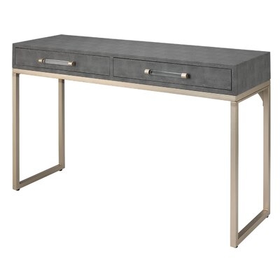 Console Table With Two Drawers And Metal Base, Gray - Image 0