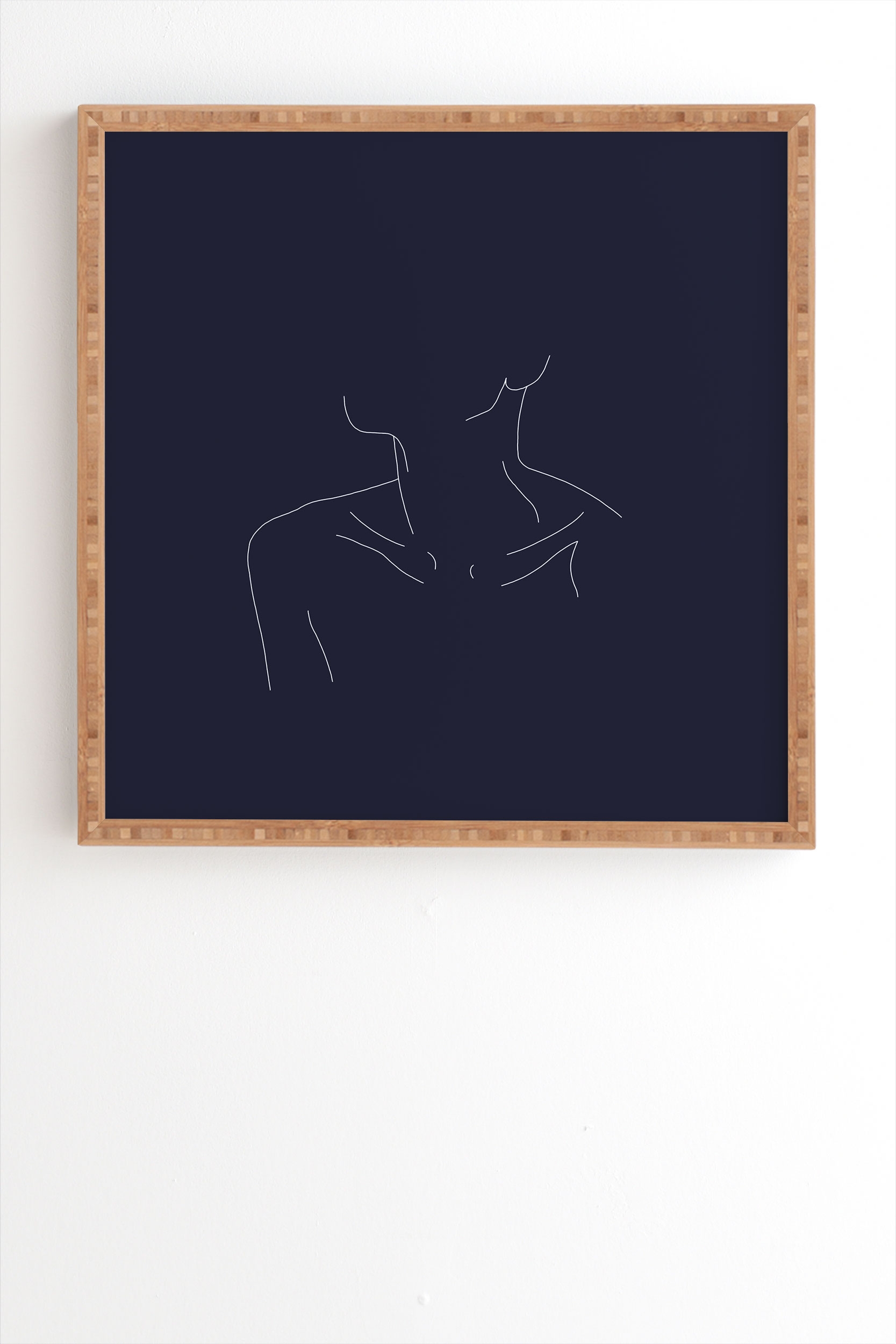 Female Illustration Ali Blue by The Colour Study - Framed Wall Art Bamboo 19" x 22.4" - Image 1
