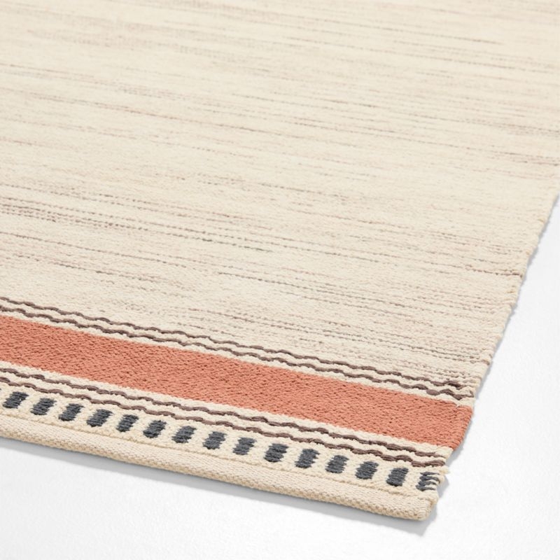 Border Stripe Brulee Brown Chenille Kids Area Rug 6'x9' - Image 1