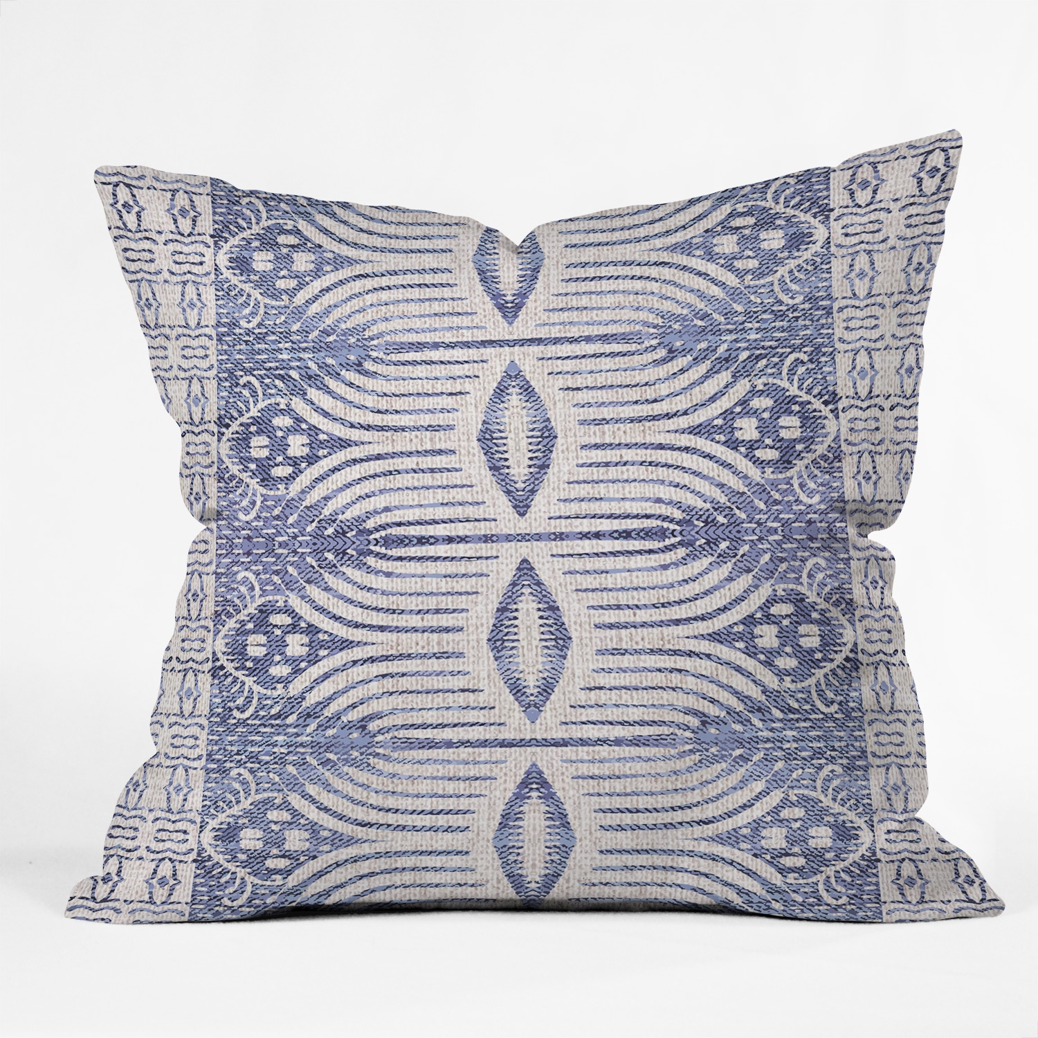 French Linen Tribal Ikat by Holli Zollinger - Outdoor Throw Pillow 16" x 16" - Image 1