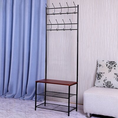 150Cm Multi-Functional Metal Coat Hat Rack Stand Clothes Stand With Hooks Shoes Rack For Entryway - Image 0