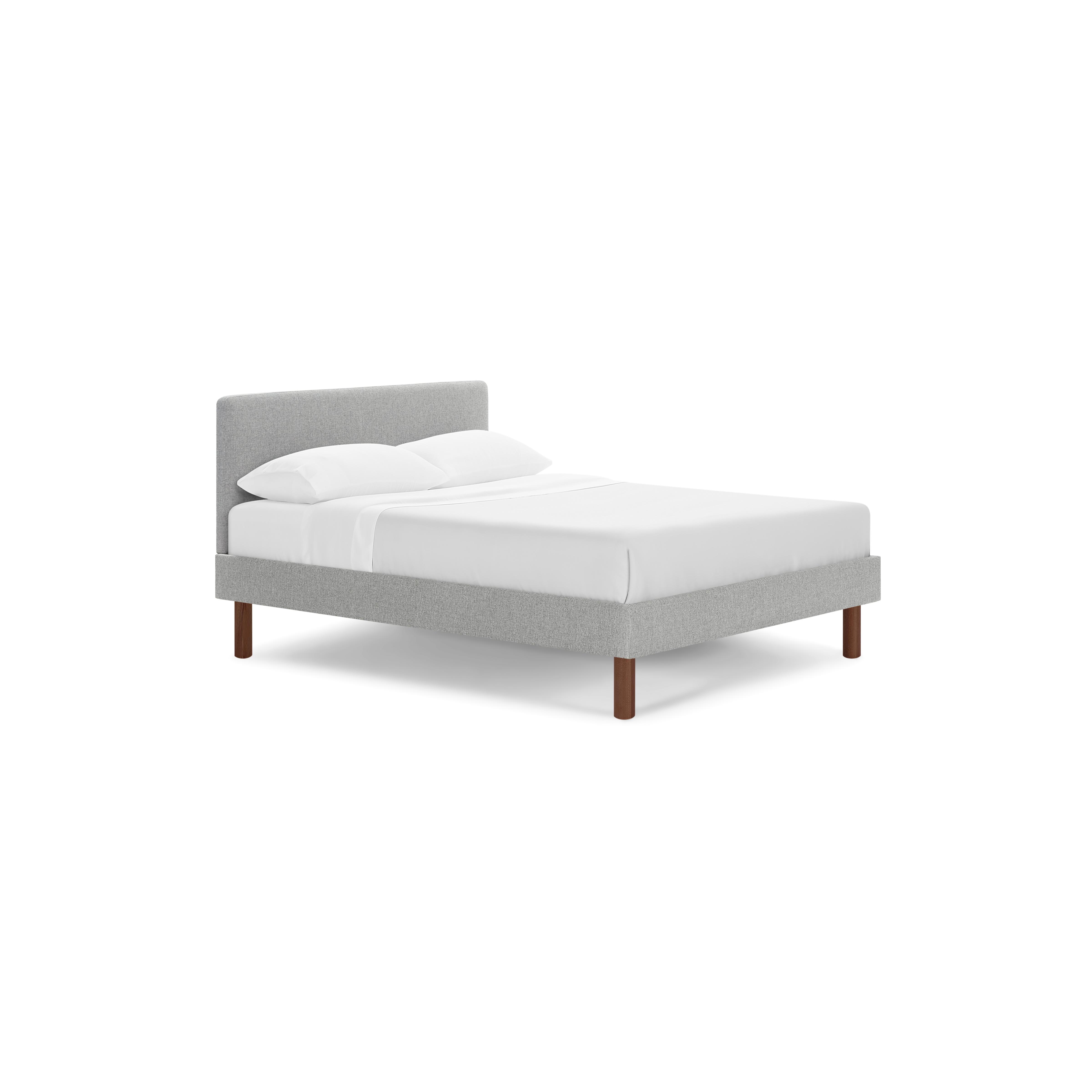 Chorus Upholstered Bed Frame - Queen / Stone Grey/Walnut / Straight - Image 0